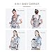 Meinkind Convertible Carrier, 4-in-1 Infant Carrier Ergonomic, Soft Breathable Comfortable Baby Carrier for 7~45lbs Infant, Front and Back Carrier with Head Support, Padded Shoulder Strap, Grey