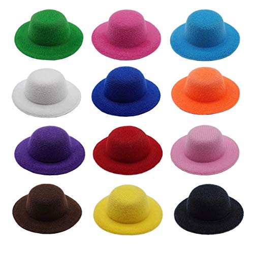 12 Colors Mini Formal Hats Miniature Doll Hats Hat for DIY Crafts Hair Accessories Decorate（2.3