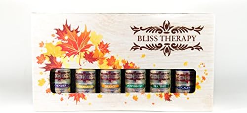 Bliss Therapy Essential Oils Set, 6 Bottles, 100% Therapeutic Aromatherapy, Calmness & Relaxation, Top Quality, 10ml (Lavender, Tea Tree, Eucalyptus, Lemongrass, Orange & Peppermint)