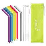 OTBBA Reusable Silicone Drinking Straws for 30 oz Tumbler, 6 BIG Reusable Smoothies Straws for Yeti/Rtic/Ozark Tumbler + 3 Long Brushes + 2 Stainless Steel Straws + 1 Storage Pouch