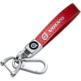 Leather Car Keychain, for Volvo XC90 XC60 XC40 S90 S60 Series Car Key Chain Ring Accessories for Men and Woman Red
