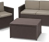 Keter Allibert Arica rattan effect Coffee Table with storage Brown view 4