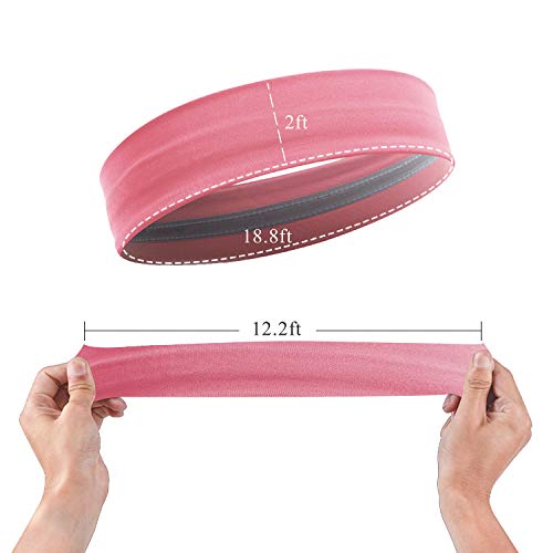 Workout Headbands for Women, XiXov 3 Pack Stay Put Sweatbands for Women, Head Bands Women Hair, Non-Slip Elastic Sweat Band Head Bands for Sports, Yoga, Fitness, Athletic, Bike (Black + Pink + Purple)