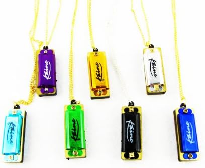 IKN 2pcs Mini Harmonica Necklace with Colorful 4 Hole 8 Tone