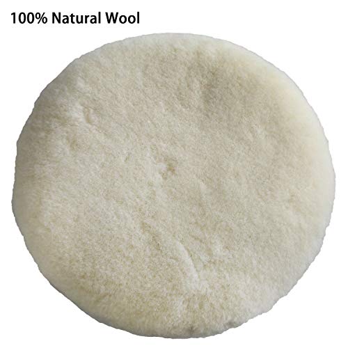 Polishing Pad Buffing Pads Kit 2PCS 6 Inch Polishing Buffer 100% Natural Wool Car Auto Hook and Loop Polishing Pads, Used with Rotary and Random Orbit Sander/Polisher For Car Glass Stone Ceramic etc