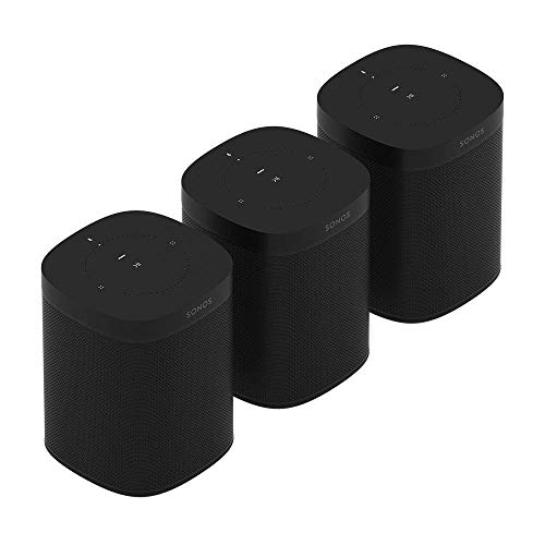 Sonos One (Gen 2) Multi-Room Voice Controlled Smart Speakers Bundle (3-Pack) – Black