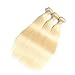 613 Blonde Straight Human Hair Bundles With 13x4 Lace Frontal Closure 100% Brazilian Virgin Hair Natural Color Extensions (12 14 with 12 inch)
