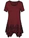 Summer Tops For Women Short Sleeve,Laksmi Asymmetrical Hem A Line Printed Casual Flow Tunic Shirts,Wine Large