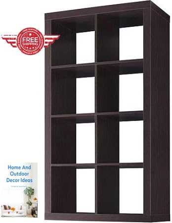 BOOKCASE WITH EIGHT SQUARE OPENNINGS ESPRESSO COLORED &amp; E-BOOK BY MY FAVORITE SHOP 22.