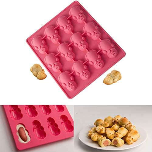 Highpot Pig Shapes Cake Mold Silicone Bakeware Tool Cute Ice Cube Chocolate Cookie Fondant DIY BPA Free Cupcake Mould Baking Tray (Pink-1PC)