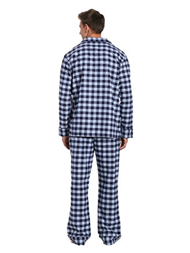 Men's Premium Flannel Pajama Set - Gingham Checks - Navy Blue - Large