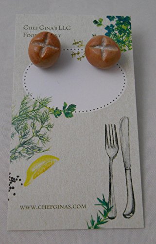 Round Bun Bread Earrings - pierced