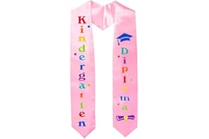 ON-AIRSTORE Kids Kindergarten Graduation Sash Graduation Double Sided Printed Stole Unisex Preschool Graduation Colorful Word Satin Stole