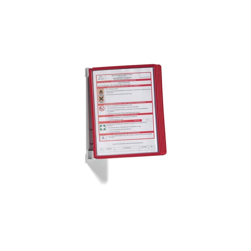 Durable VARIO Display Panel Wall Unit - 5 Panel Reference System in Red - For Storing and Displaying A4 Documents