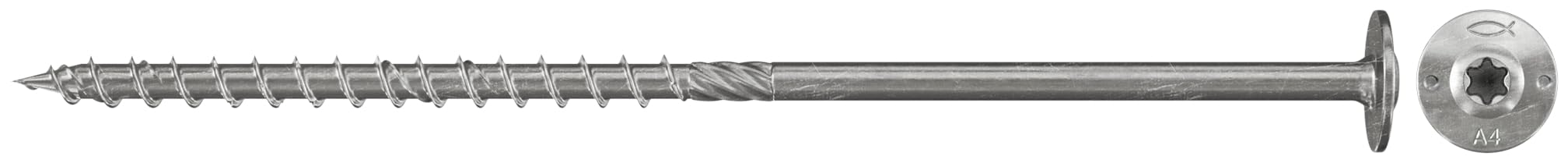 Fischer Power-Fast FPF-WT 6.0 x 180 A2P - Wood Screws with Partial Thread and Flat Head for Constructive Wood Construction, Non-Rusting Steel, Pack of 100, Item No. 657439