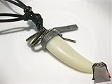 Mens Tribal Wolf Tooth Spear Cross Pendant Genuine Leather Choker Necklace Cord