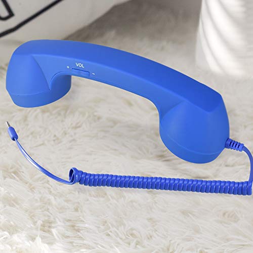 Cell Phone Handset,Retro Telephone Handset Anti Radiation Receivers 3.5MM for iPhone iPad,Mobile Phones,Computer Dark Blue