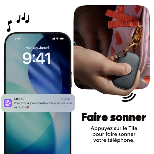 Tile Pro - Tracker Bluetooth Puissant, détecteur de clés et localisateur d'objets pour clés, Sacs & Autres. Compatible avec iOS & Android. Tracker de téléphone. Lot de 1 (Noir)