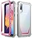 Galaxy A50 Rugged Clear Case, Poetic Full-Body Hybrid Shockproof Bumper Cover, Built-in-Screen Protector, Guardian Series, Case for Samsung Galaxy A50 (2019 Release), Pink/Clear