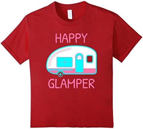 unisex-child Happy Glamper - Glamping, Camping T-Shirt 8 Cranberry