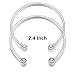 BENECREAT 16PCS/Set Ball Closure Adjustable Wire Blank Bracelet Expandable Bangle for DIY Jewelry Making, 2.4 Inches - Silver