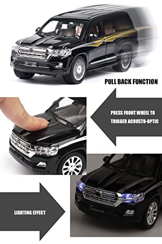 YBSM Diecast Car 1:32 For Toyota For Land-Cruiser SUV Cars Model Alloy Die Cast Sound And Light Pull Back Classic Luxury Vehicle Kids Toys Gift (Color : Black)