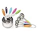Measuring Cup and Measuring Spoon Set in Stainless Steel with Silicone Handles by Housely. Decorative Non-magnetic Metal For Dry Measurement Without A Spout. Measurements In Both US and Metric.