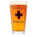 Daddy's Medicine Beer Glass | Funny Gifts for Men | Cool Present for Dad on Fathers Day, Valentines Day, Christmas, Birthday | 16 oz Pint Glass for Daddy, Grandpa, Brother, Boyfriend, Husband, Stepdad