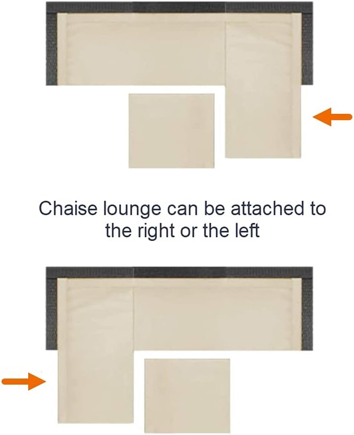  Basics Outdoor Reversible Chaise Wicker Rattan Sectional 3-Piece Set with Cushions and Ottoman, Brown : Garden & Outdoor