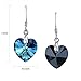 LUVAMI Vitrail Medium Multi Color Crystal Heart Drop Dangle French Hook Earrings (Blue)