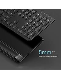 Teclado y mouse inalámbricos recargables, jalea peine KS037 Combo ergonómico de teclado y mouse inalámbricos de metal de tamaño completo para la conexión del sistema de Windows a 2.4 GHz, ultra delgado, de carga rápida, negro