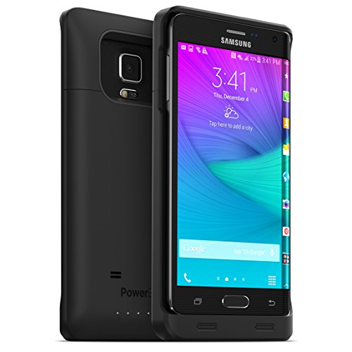 PowerBear Note Edge Battery Case [4000mAh] High Capacity External Battery Charger for Samsung Galaxy Note Edge (Up to 130% Extra Battery) - Black [24 Month Warranty & Screen Protector Included]