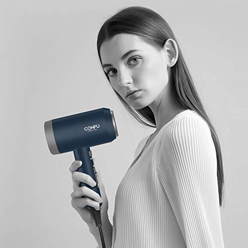 CONFU 1800W Hair Dryer, Ionic Hair Blow Dryer, Lightweight Hair Dryers with Cool Shot Button & Diffuser & Concentrator for Travel Salon Home Use, Dark Blue