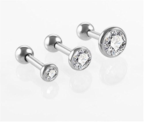 Stainless steel CZ Internally Threaded Labret Monroe Lip Ring Tragus Nail Helix Earring Stud Piercing16G 3pcs