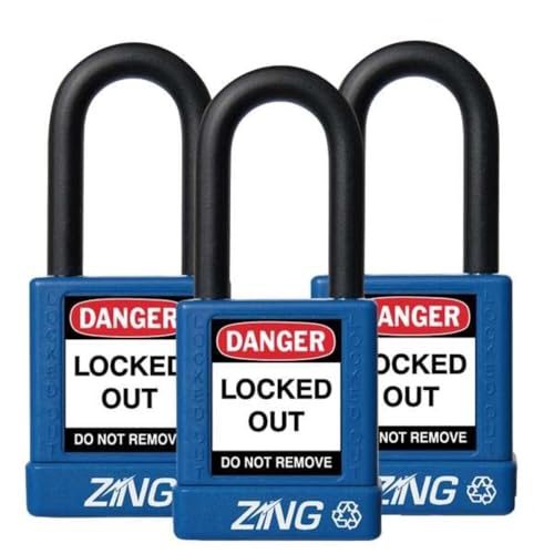 Zing Green Products 7064 RecycLock Safety Padlock, Keyed Alike, Blue, 1-1/2" Sh…