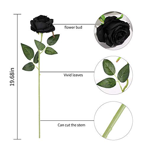 Luyue Artificial Silk Black Rose Flower Bouquet Wedding Party Home
