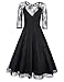 GlorySunshine Women Vintage Bridesmaid Floral Lace Net 3/4 Sleeve Formal Sexy Swing Dress