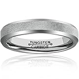 MNH Men Tungsten Carbide Ring Wedding Engagement Band 4mm Comfort Fit Beveled Edge Brushed Classy