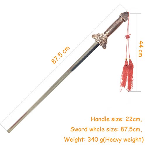 KierHunter Retractable Sword, Tai Chi Kung Fu Martial Arts Magic Sword for Exercises Performance Halloween (Bronze, Heavy)