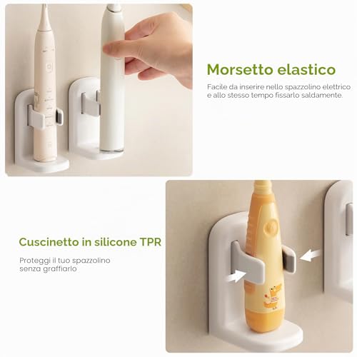 Toski Electric Toothbrush Holder Wall without Drilling 2 Pieces | Electric Toothbrush Head Holder with Drain Hole, Bathroom Toothbrush Holder, Toothbrush Holder