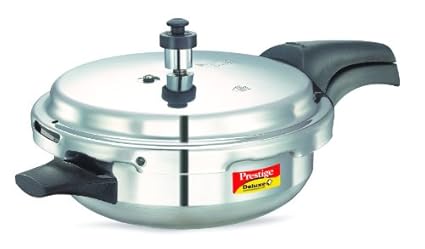 Prestige Deluxe Plus Induction Base Junior Pan Aluminium Pressure Cooker, 3 Litres, Silver