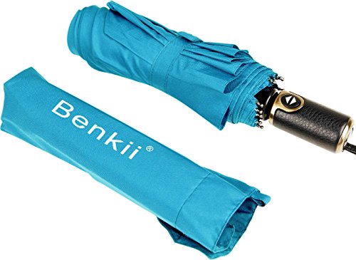 Benkii 60 Mph Windproof 10 Ribs Travel Umbrella with Auto Open Close Button