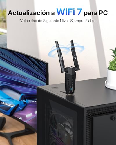 BrosTrend Wi-Fi 7 USB WiFi Adapter for PC, BE6500Mbps Tri-Band 6GHz+5GHz+2.4GHz WiFi Antenna PC Long Range, USB 3.0 Wi-Fi Receiver, Compatible with Windows 11/10, 4K-QAM, 160MHz, OFDMA, WPA3
