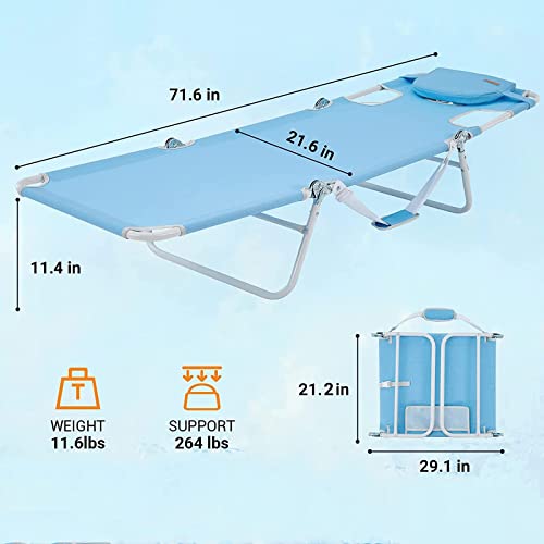 WEJOY Adjustable Tanning Sunbathing Lounge Chair with Face Down Hole