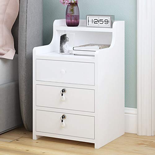 Xiuban White Nightstand 3 Drawers Bedside Table End Table