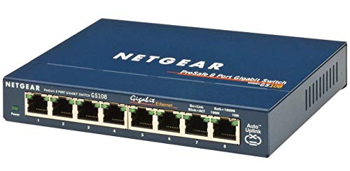 NETGEAR GS108 8-Port Gigabit Ethernet Network Switch, Hub, Internet Splitter, Desktop and ProSAFE Lifetime Protection
