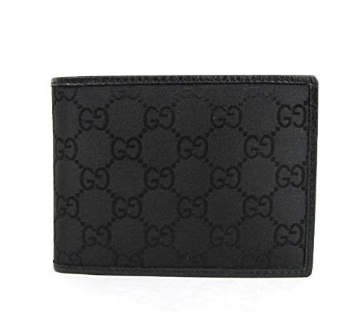 Gucci Men s Black Guccissima Nylon Coin Pocket Bifold Wallet 143384 1000