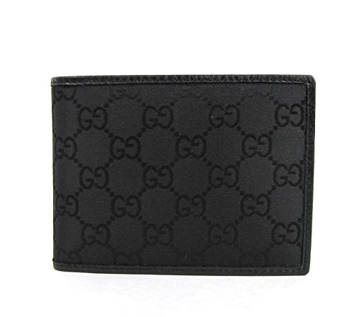 Gucci Men's Black Guccissima Nylon Coin Pocket Bifold Wallet 143384 1000