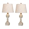 Cory Martin W-6239CAW-2PK Fangio Lighting's #6239CAW-2PK Pair of 26.5 in. Distressed, Sculpted Column Resin Table Lamps…