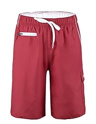 unitop Men's Lightweight Quick Dry Swim Trunks Red